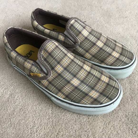 vans plaid slip ons